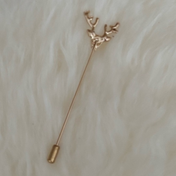 Gold Deer Antler Lapel Pin - Cabincore Western - Picture 3 of 8